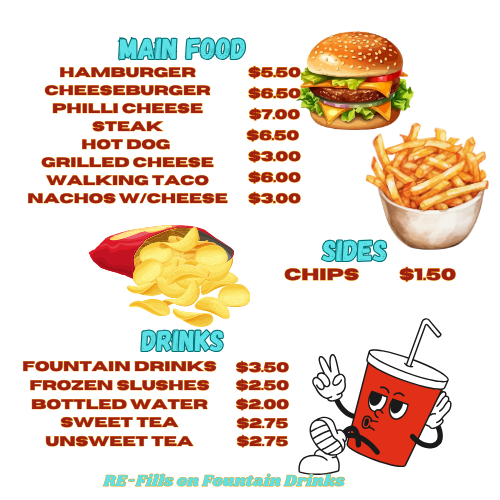 Snack Shack Menu